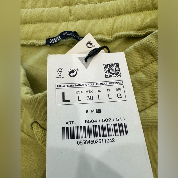 Zara lime green drawstring fleece sweater midi tie front pencil skirt nwt - Picture 9 of 14